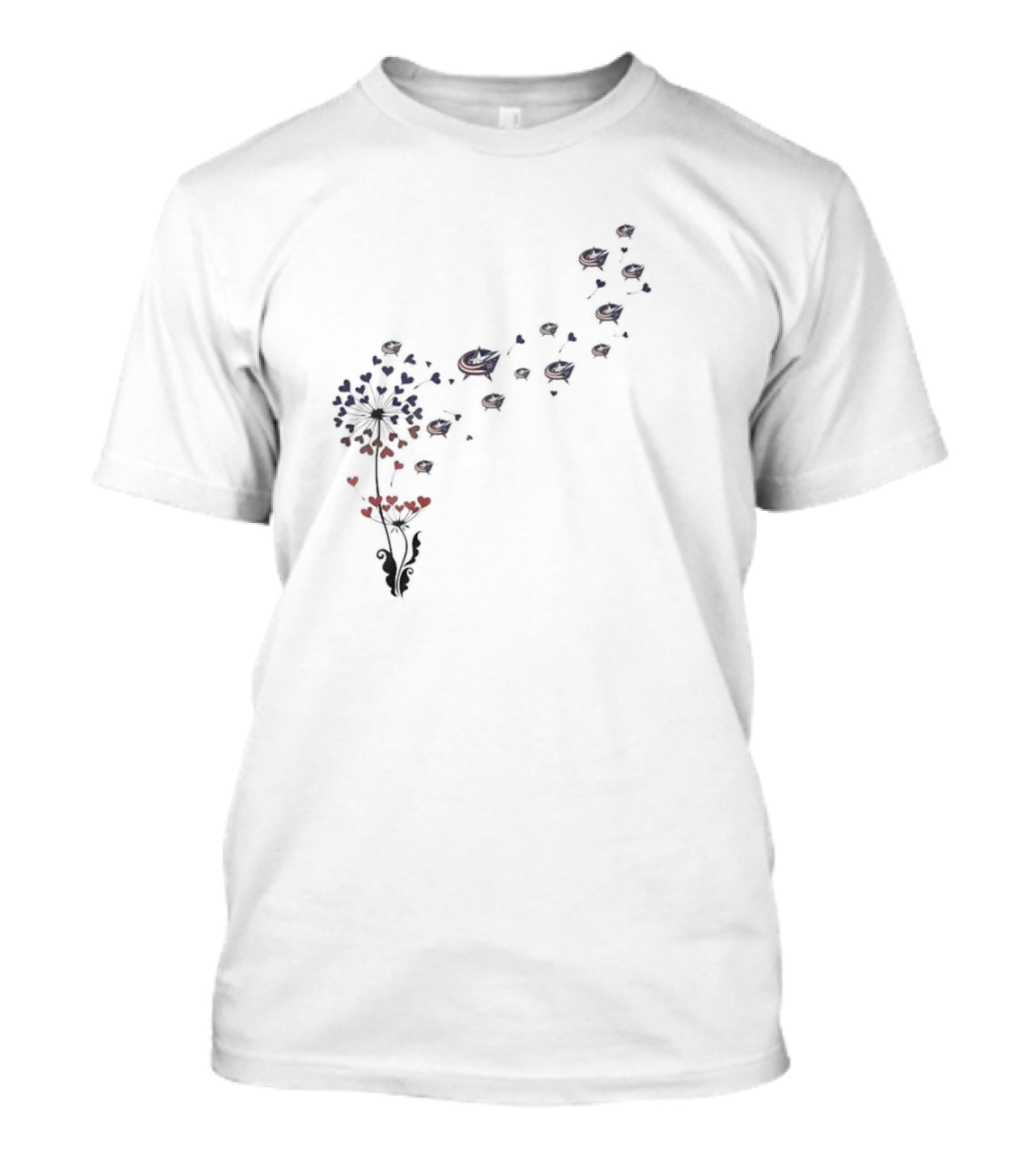 Columbus Blue Jackets Dandelion Floral Butterfly Iconic Emblem T-Shirt
