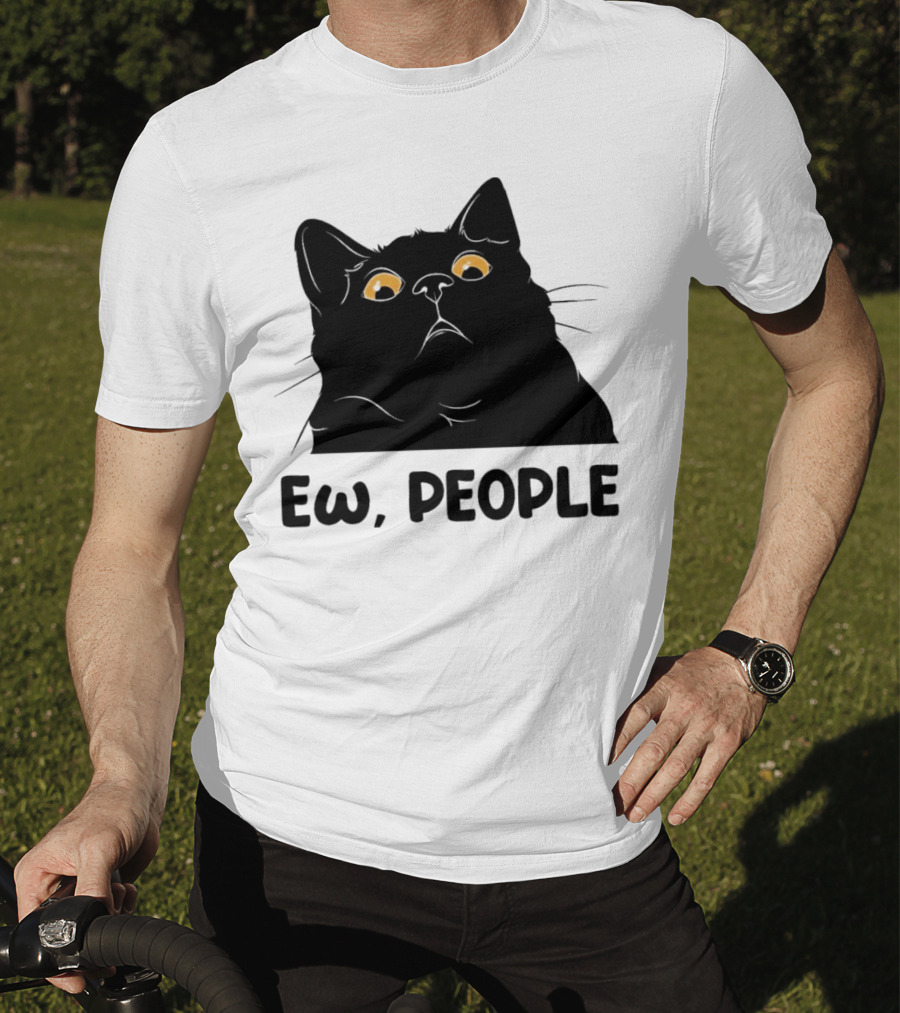 Ew People Cat Black Silhouette With Yellow Eyes T-Shirt