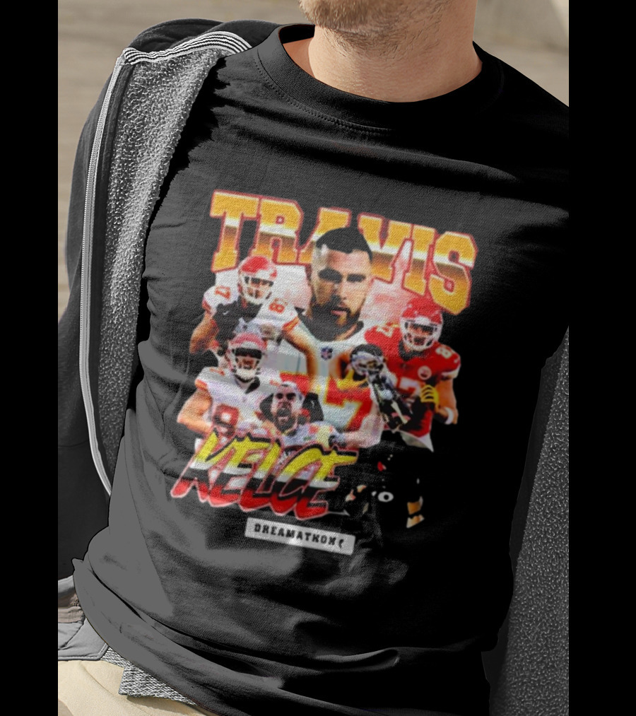 Travis Kelce Kansas City Chiefs Dreamathon Football Player Collage T-Shirt