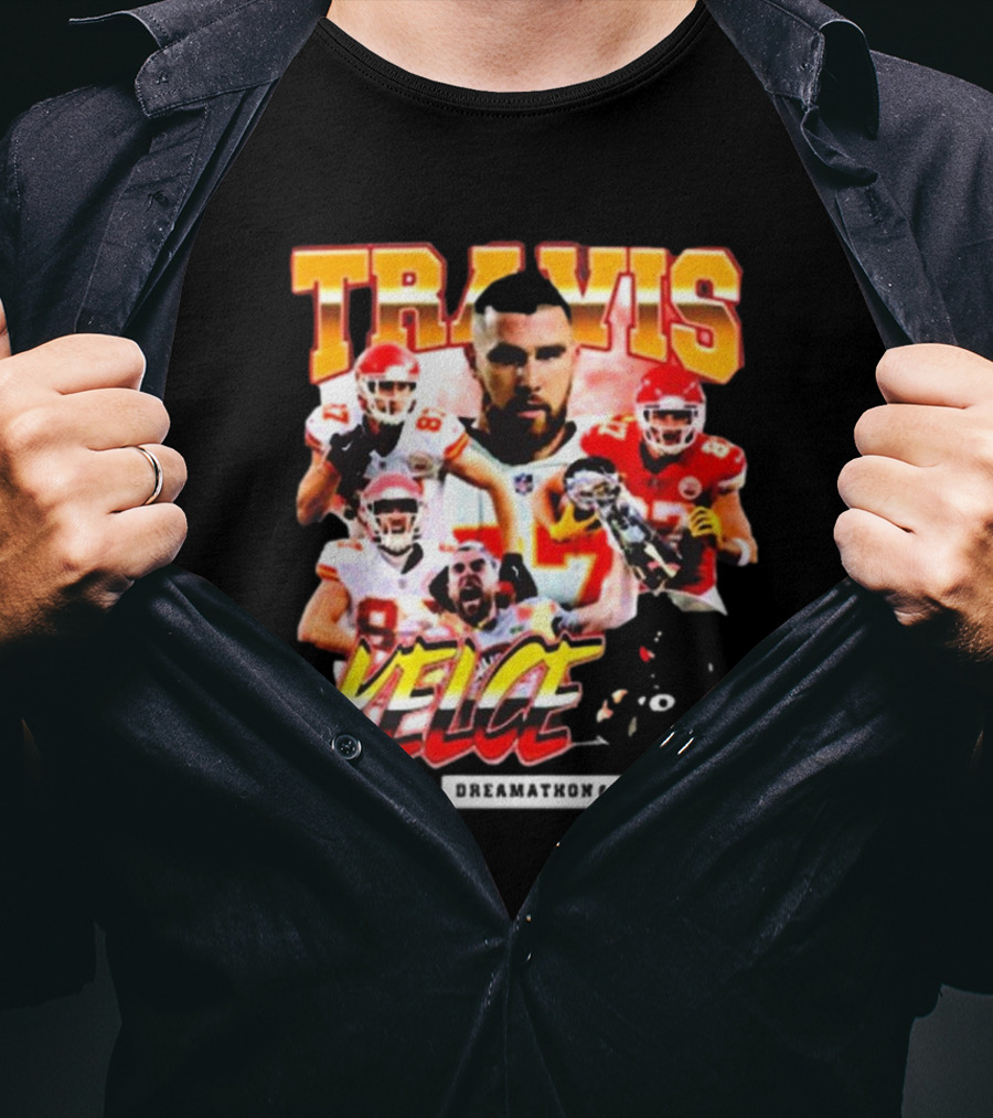 Travis Kelce Kansas City Chiefs Dreamathon Football Player Collage T-Shirt