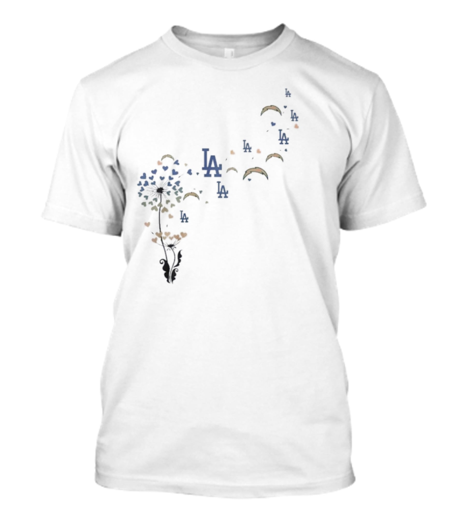 Los Angeles LA Dandelion Design With Team References T-Shirt