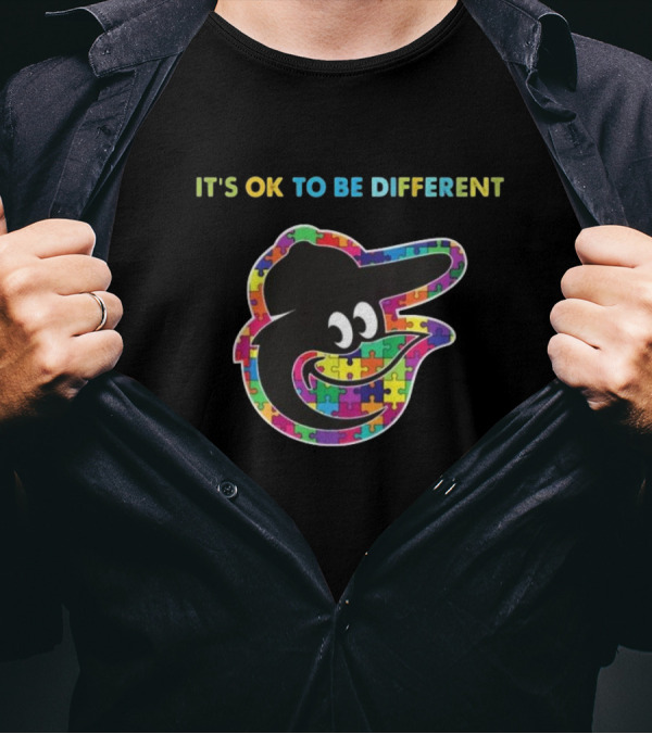 MLB Baltimore Orioles It’s Ok To Be Different Autism 2024 Puzzle T-Shirt