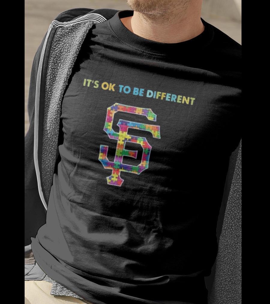 MLB San Francisco Giants It's OK To Be Different Autism Puzzle Pattern T-Shirt