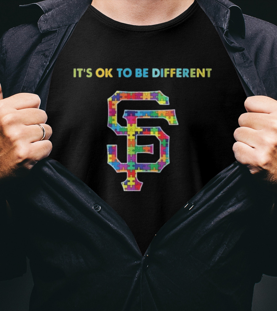 MLB San Francisco Giants It's OK To Be Different Autism Puzzle Pattern T-Shirt