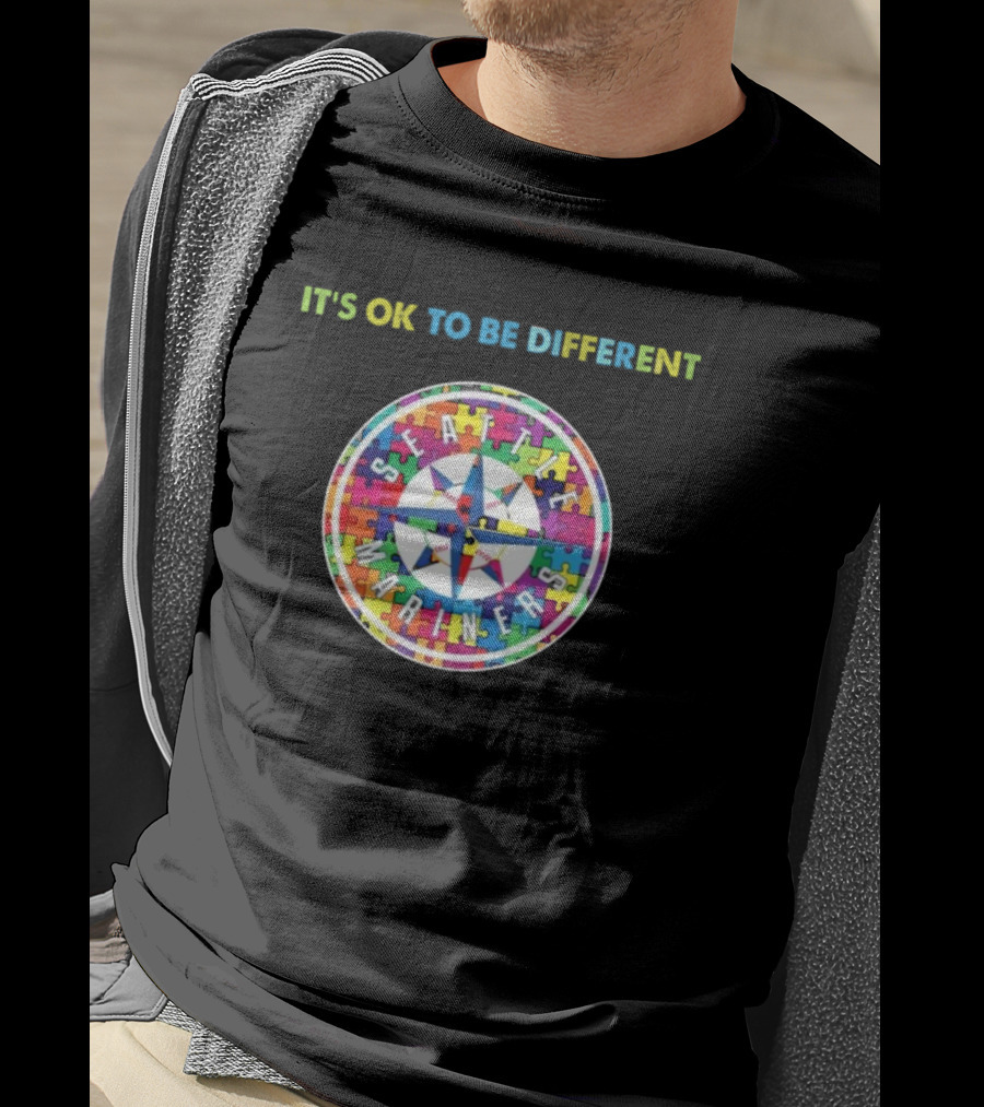 IT'S OK TO BE DIFFERENT Seattle Mariners Autism T-Shirt