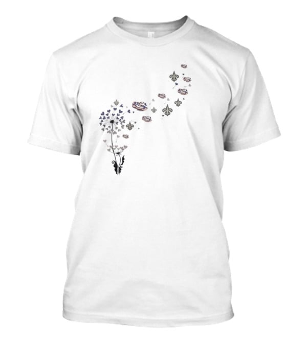 New Orleans Fleur-de-Lis And Football Floral Dandelion T-Shirt