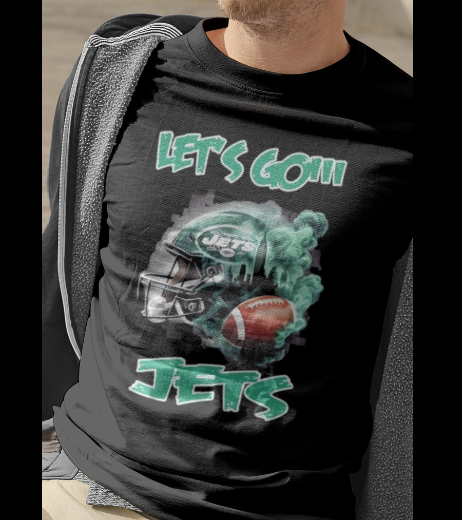 Let’s Go New York Jets Vintage Helmet And Football T-Shirt