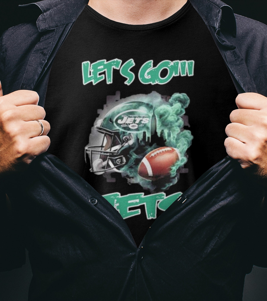 Let’s Go New York Jets Vintage Helmet And Football T-Shirt
