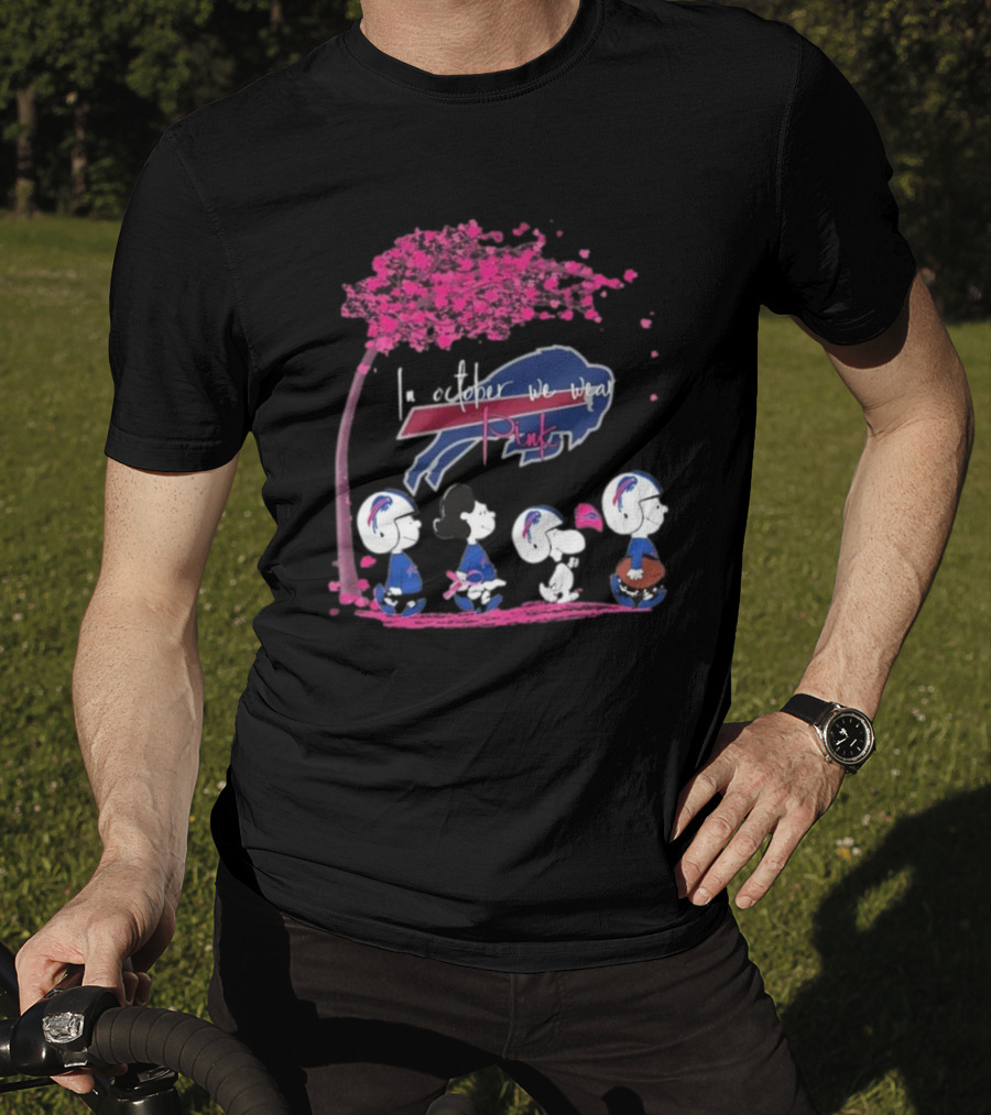 Peanuts Characters Buffalo Bills October Pink T-Shirt