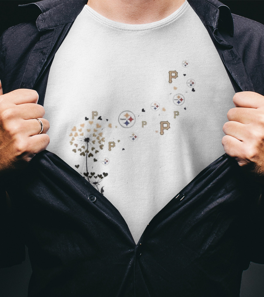 Pittsburgh Sports Teams Icons With Floral Dandelion Elements T-Shirt