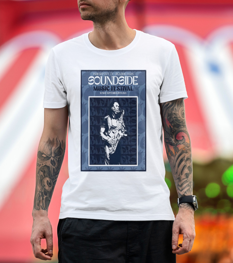 Bleachers Soundside Music Festival Bridgeport CT Seaside Park September 29 2024 Saxophonist T-Shirt