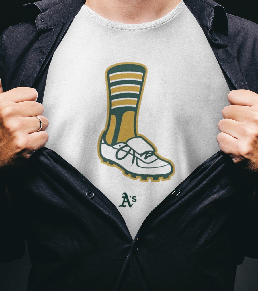 Oakland Athletics A's Iconic Green And Gold Footwear T-Shirt