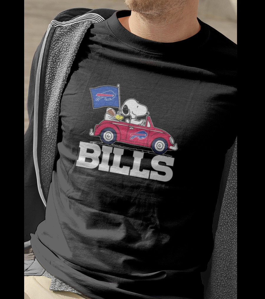 Snoopy Woodstock Driving Car Buffalo Bills T-Shirt
