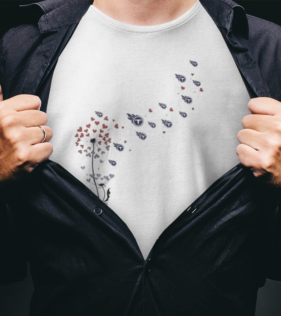 Tennessee Titans Floral Dandelion Burst With Team Spirit T-Shirt
