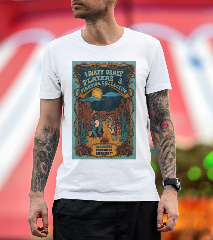 The Dirty Grass Players and Fireside Collective December 29 The Monument Winchester VA Desert Jam Session Night Under Moon T-Shirt