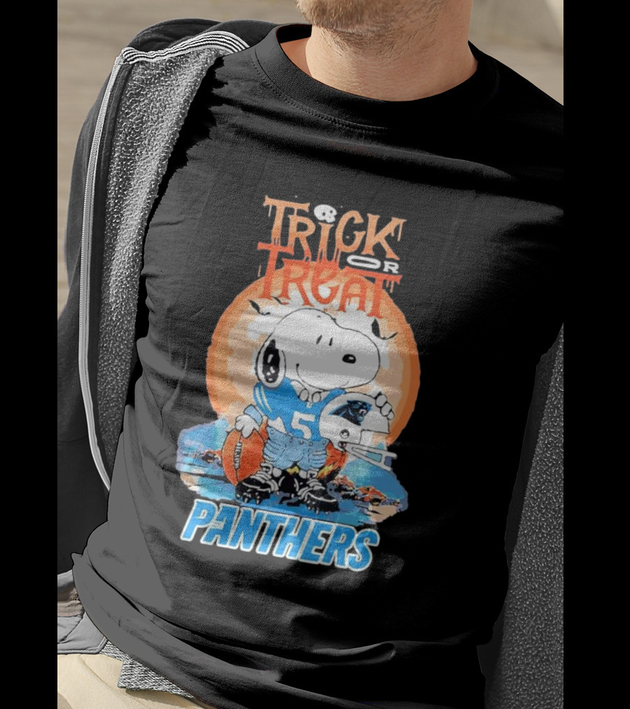 Trick Or Treat Snoopy Panthers Carolina NFL Inspired T-Shirt