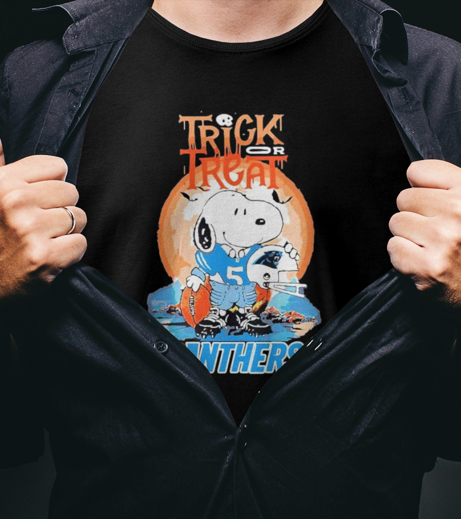 Trick Or Treat Snoopy Panthers Carolina NFL Inspired T-Shirt