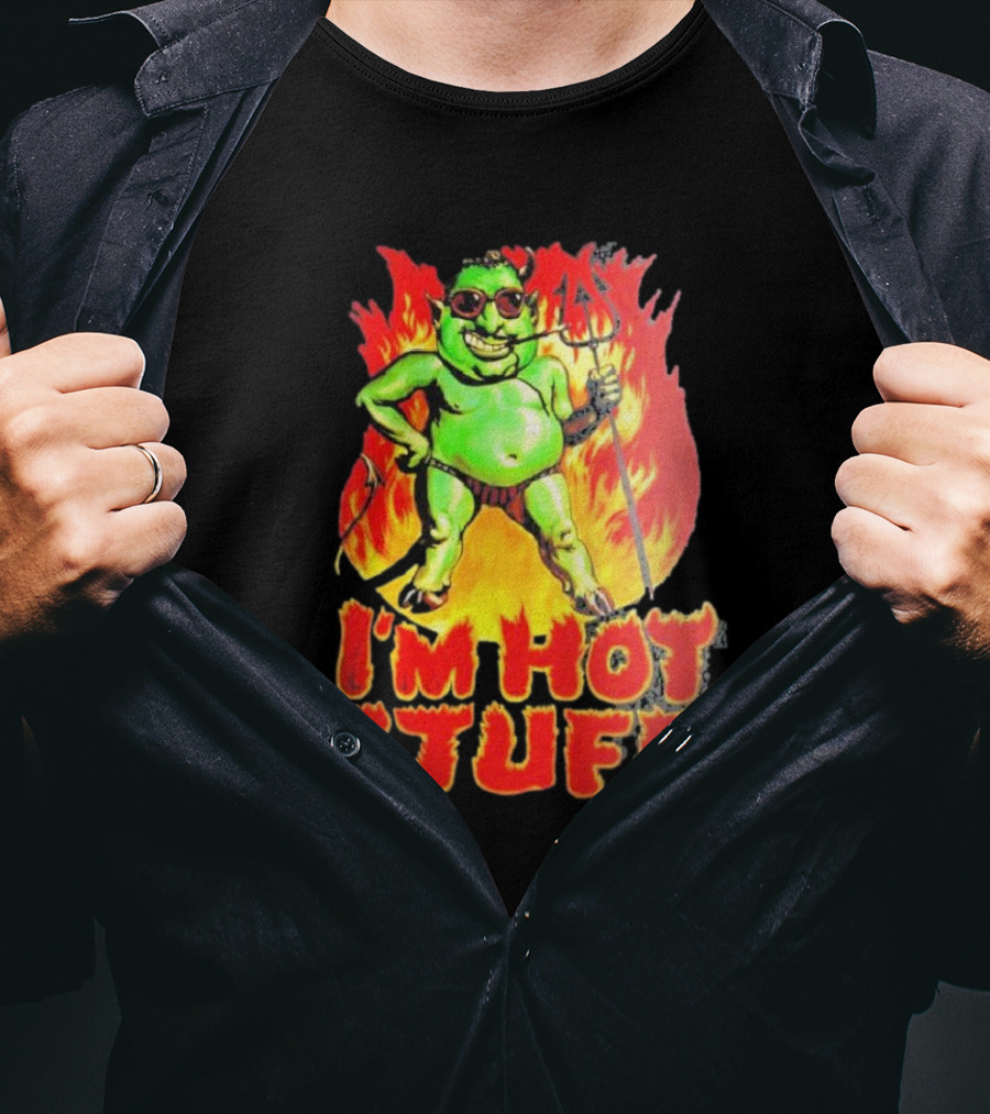 I’m Hot Stuff Devil With Pitchfork And Flames T-Shirt