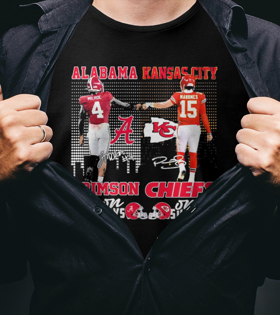 Alabama Crimson Tide Jalen Milroe Saturdays X Kansas City Chiefs Patrick Mahomes Sundays T-Shirt