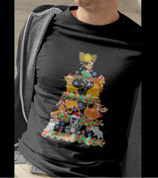 Lion King Characters Christmas Tree Very Merry Xmas Party T-Shirt