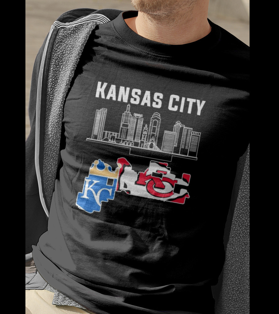 Kansas City Skyline With Chiefs And Royals T-Shirt