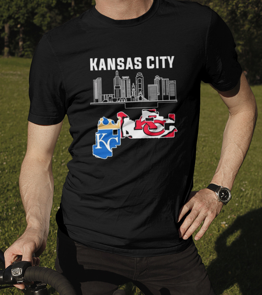 Kansas City Skyline With Chiefs And Royals T-Shirt