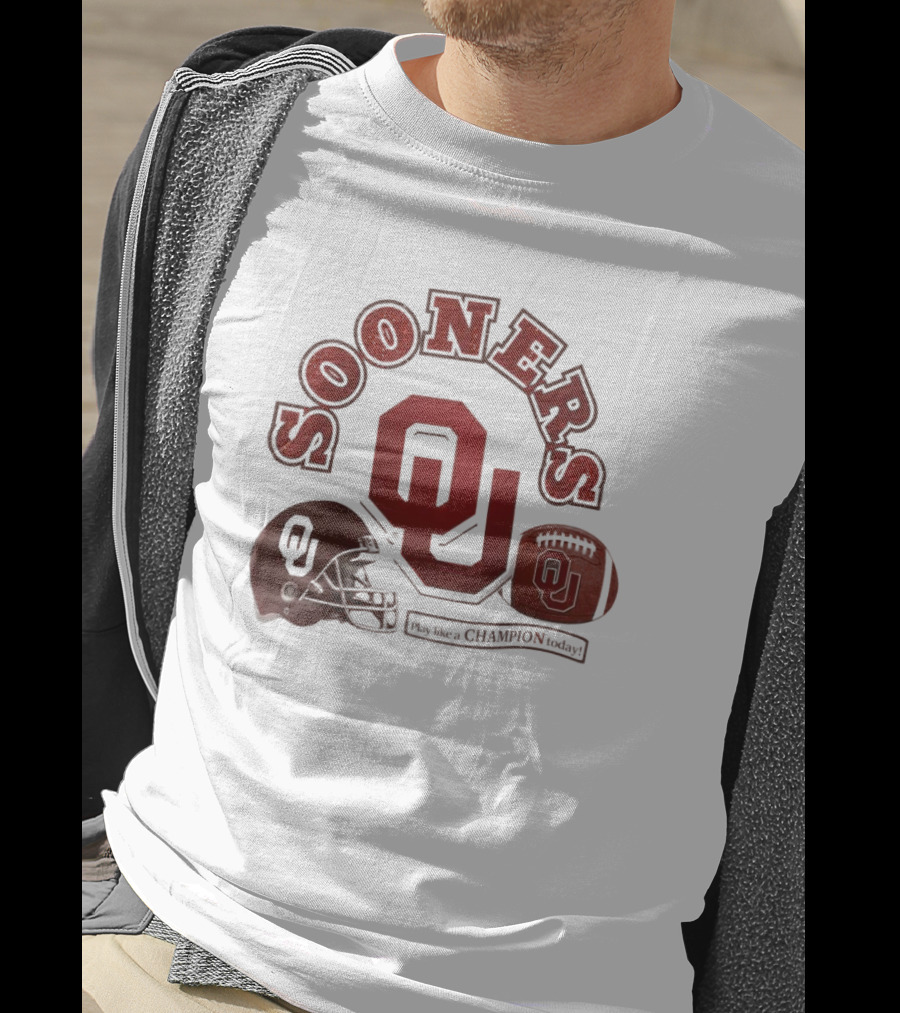 Oklahoma Sooners OU Helmet Football Play Like A Champion Today T-Shirt