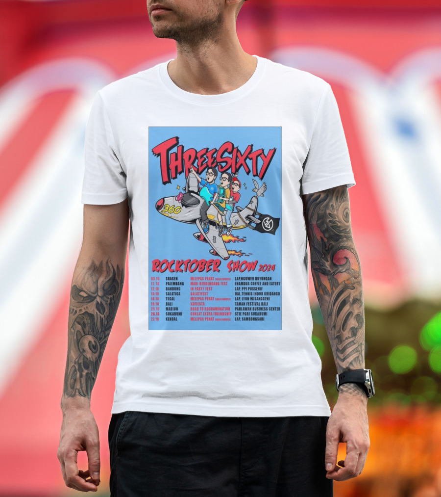 Threesixty Rocktober 2024 Show Skagen to Kendal Tour Dates Robotic Spaceship Band T-Shirt