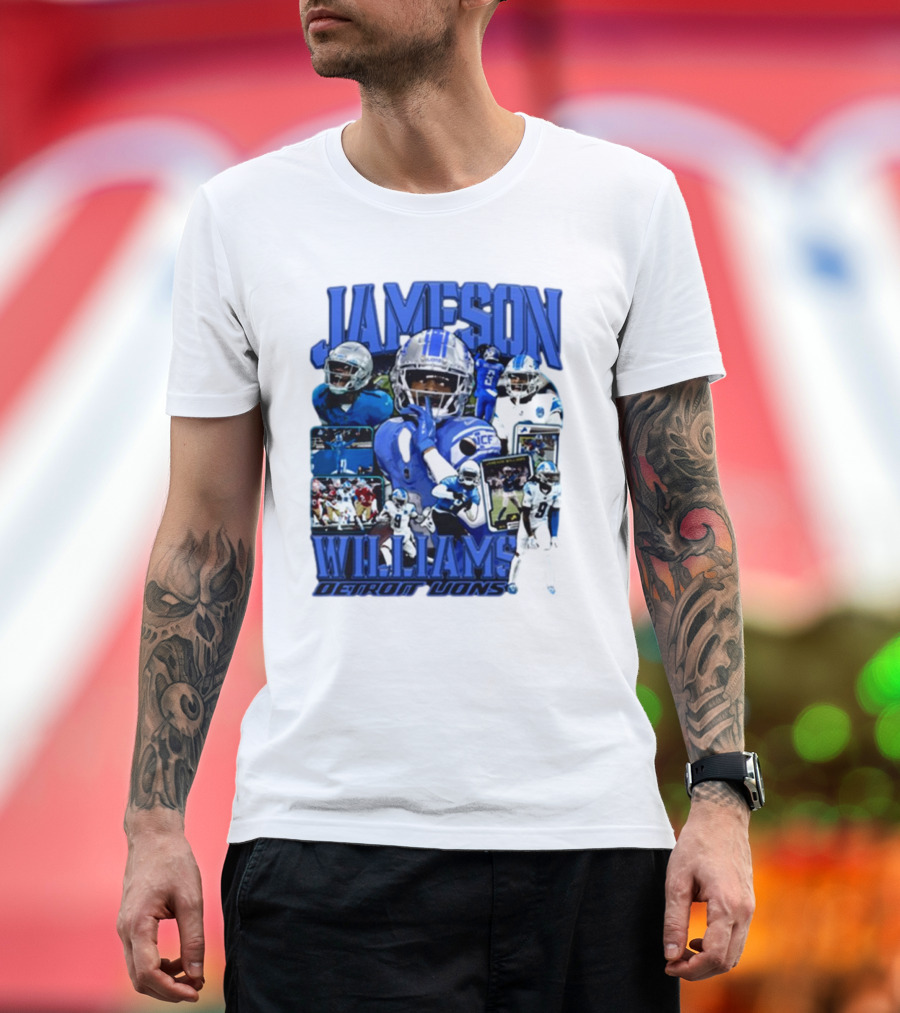 Jameson Williams Detroit Lions Football Player Collage T-Shirt