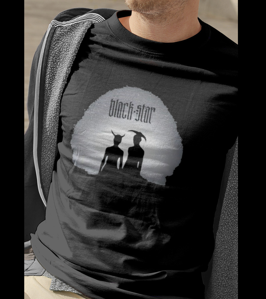 Black Star Two Dark Figures With Horns T-Shirt