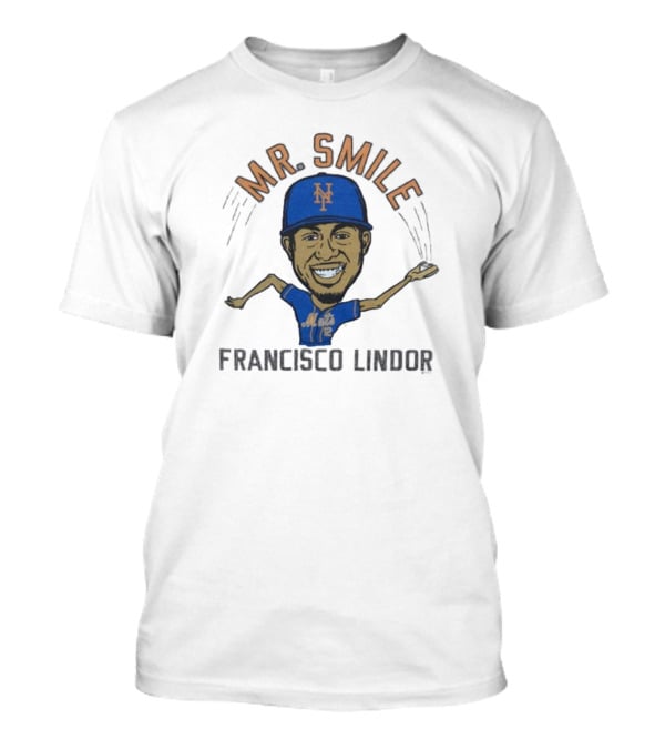 Mr. Smile New York Mets Francisco Lindor Caricature T-Shirt