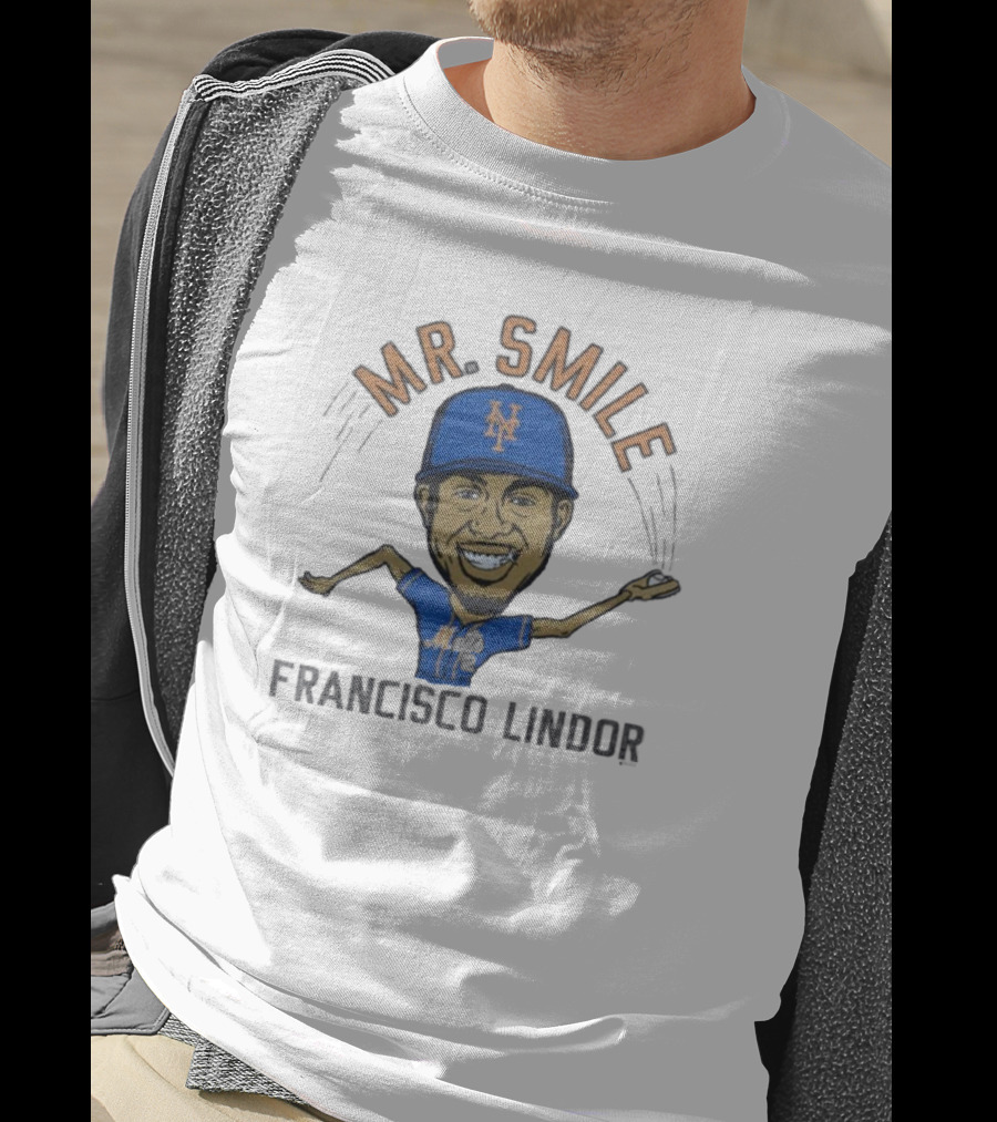 Mr. Smile New York Mets Francisco Lindor Caricature T-Shirt