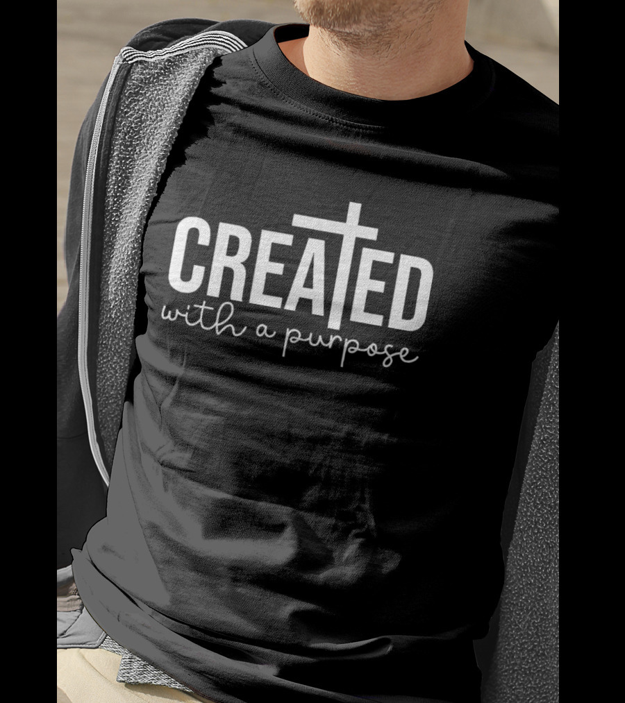 Created With A Purpose Christian Teacher Cross T-Shirt