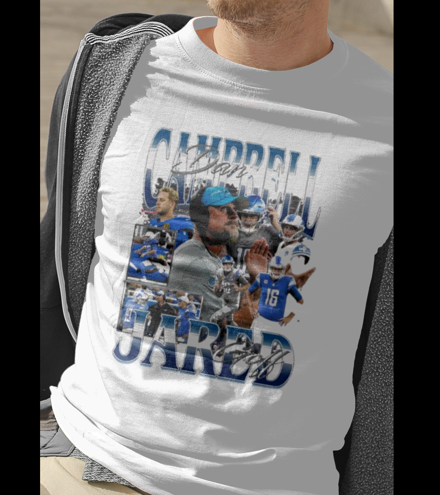 Dan Campbell Jared Goff Detroit Lions NFL Signature Players T-Shirt