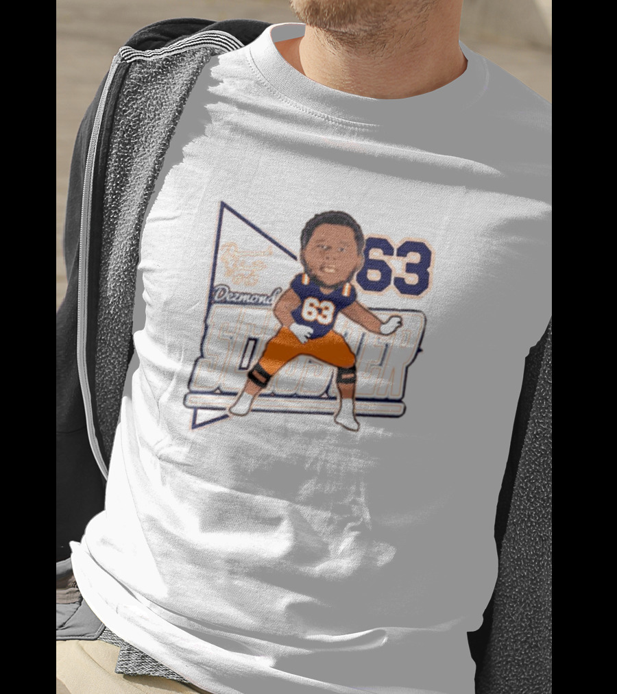 Dezmond Schuster #63 Illinois Fighting Illini Football Caricature Autograph T-Shirt