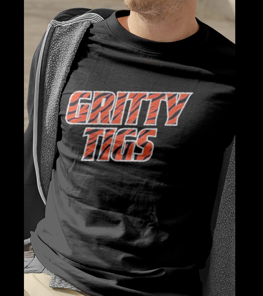 Gritty Tigs Detroit Tigers Baseball Tiger Stripe Text T-Shirt