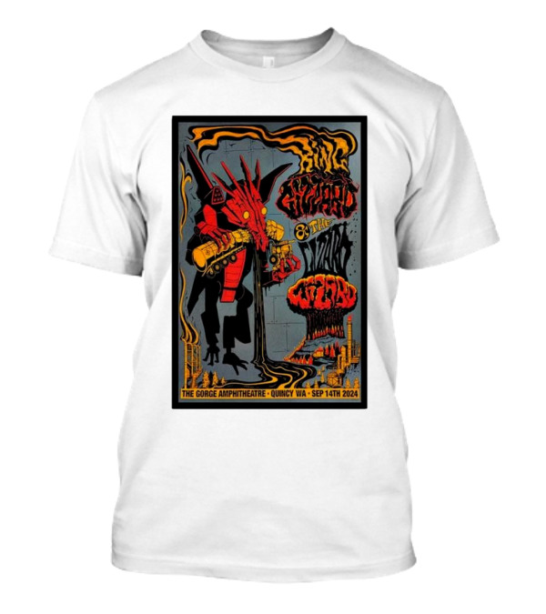 King Gizzard And The Lizard Wizard The Gorge Amphitheatre Quincy WA Sep 14th 2024 Monster Red Yellow Rock T-Shirt