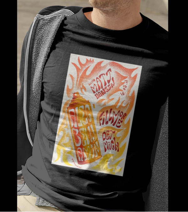 Alec Benjamin With Matt Hansen October 3 2024 Fillmore Detroit MI Tour Flame T-Shirt
