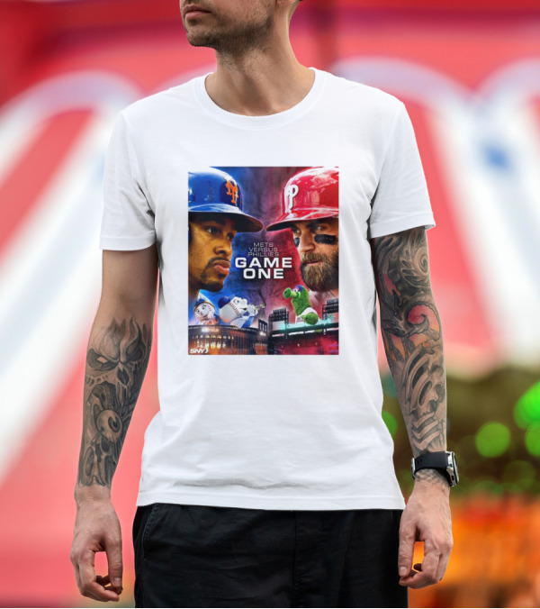 Premium T-Shirt: Mets Versus Phillies Game One New York Mets Vs Philadelphia Phillies T-Shirt Mets Versus Phillies Game One New York Mets Vs Philadelphia Phillies T-Shirt