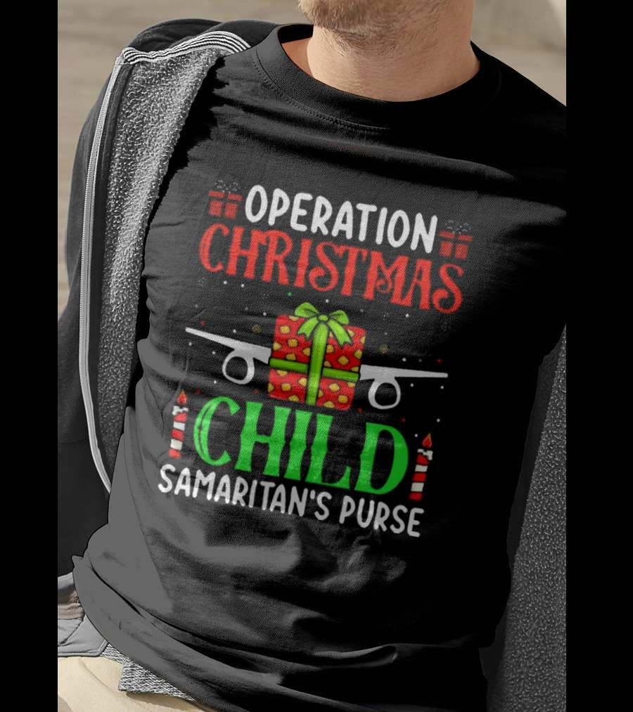 Operation Christmas Child Samaritan's Purse Airplane Gift Box Candles T-Shirt