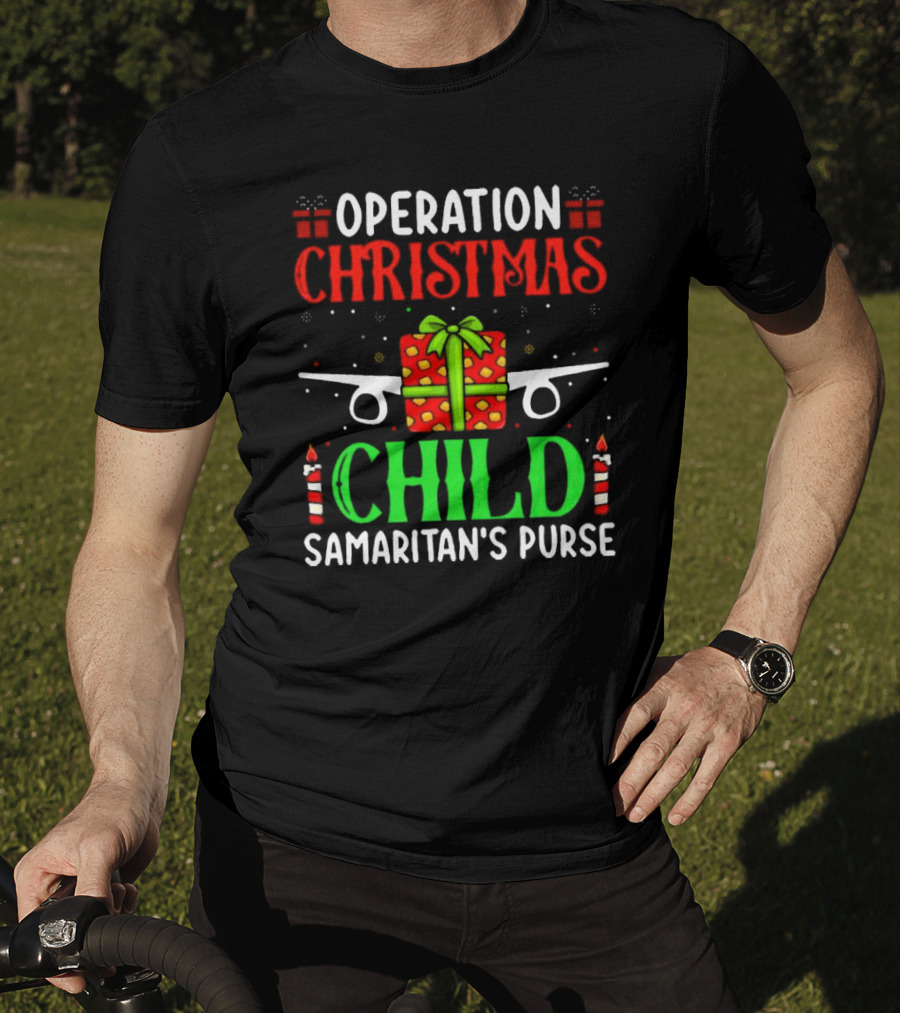 Operation Christmas Child Samaritan's Purse Airplane Gift Box Candles T-Shirt