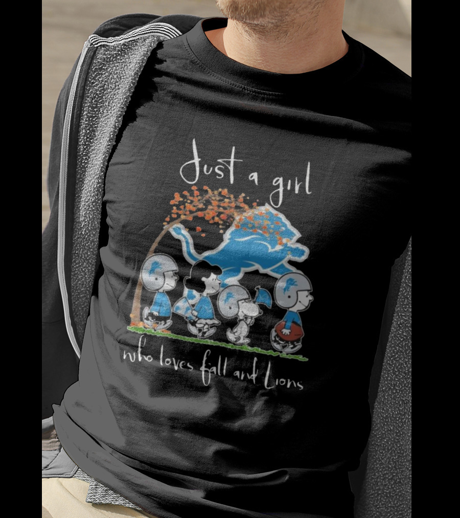 Just A Girl Who Loves Fall And Lions Peanuts Characters T-Shirt