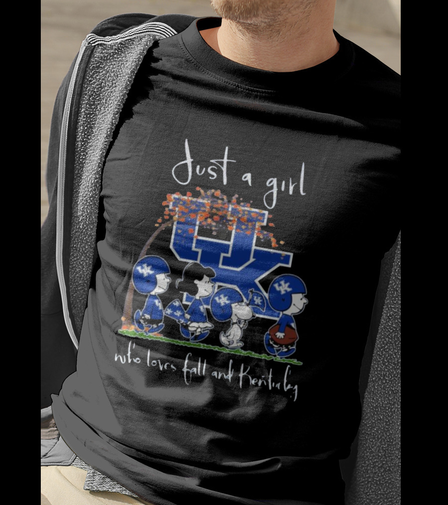 Just A Girl Who Loves Fall And Kentucky Wildcats Peanuts Characters T-Shirt