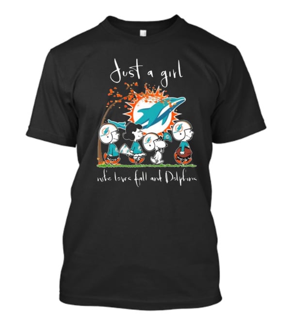 Just A Girl Who Loves Fall And Dolphins Peanuts Characters Miami T-Shirt