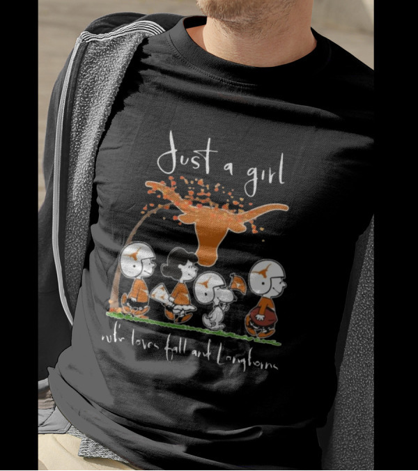 Peanuts Characters Just A Girl Who Loves Fall And Longhorns T-Shirt