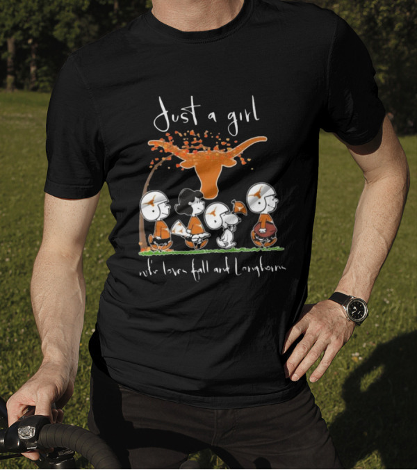 Peanuts Characters Just A Girl Who Loves Fall And Longhorns T-Shirt