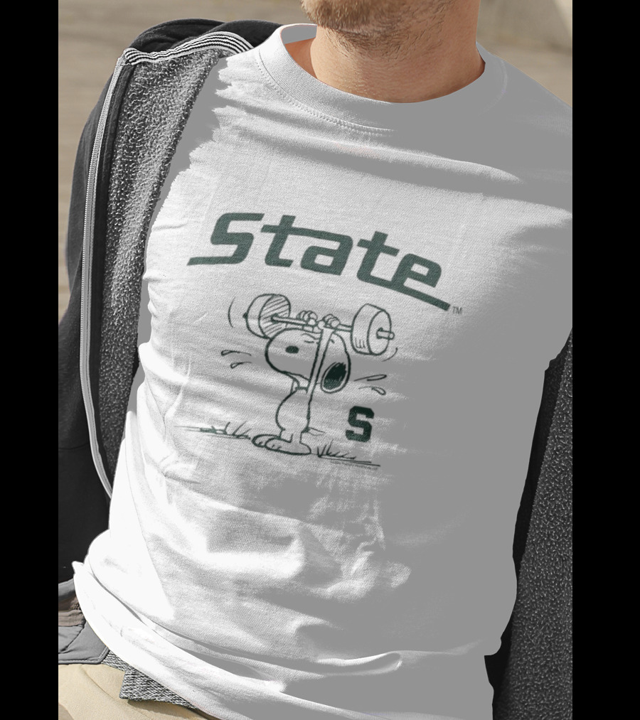 State Peanuts Snoopy Lifting Weights Michigan State Athletics S T-Shirt