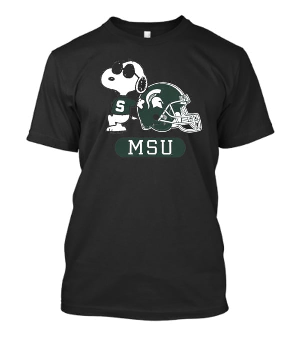 Peanuts Snoopy Joe Cool MSU Michigan State Spartans Football T-Shirt