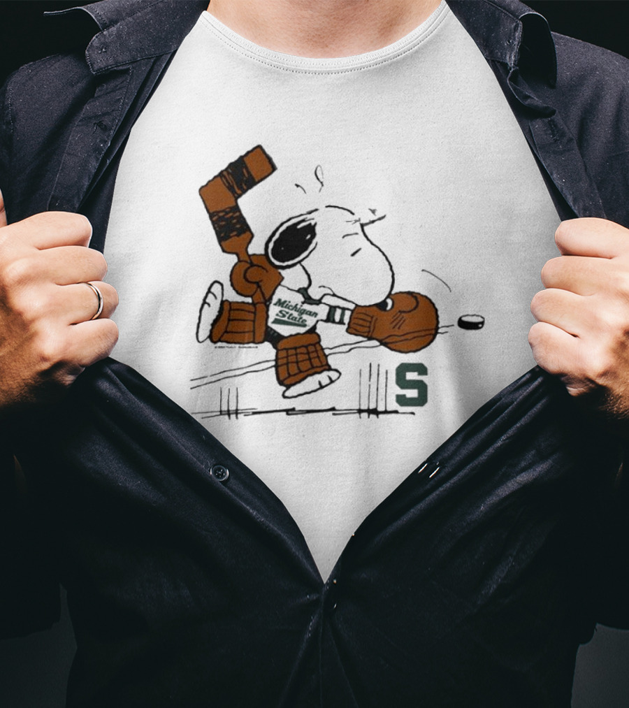 Snoopy Playing Goalie Hockey Peanuts Michigan State S T-Shirt