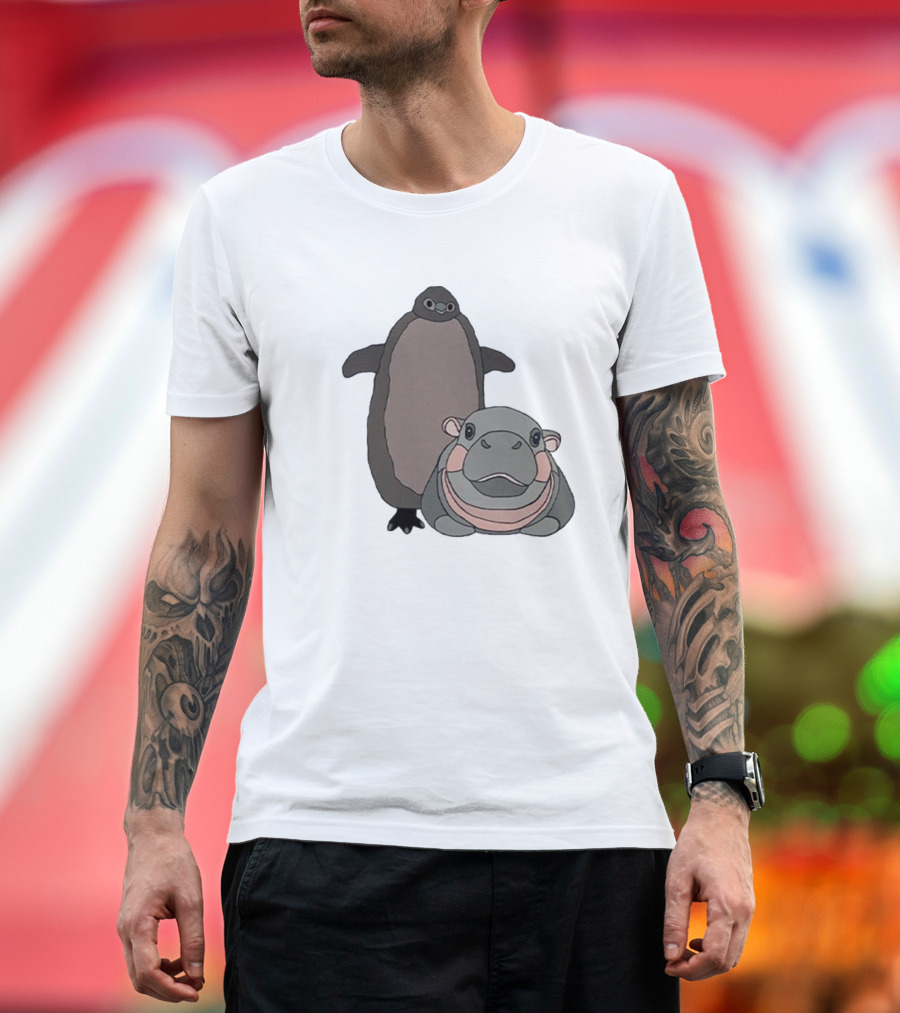 Pesto The Penguin And Moo Deng The Baby Hippo Friends Adventure T-Shirt